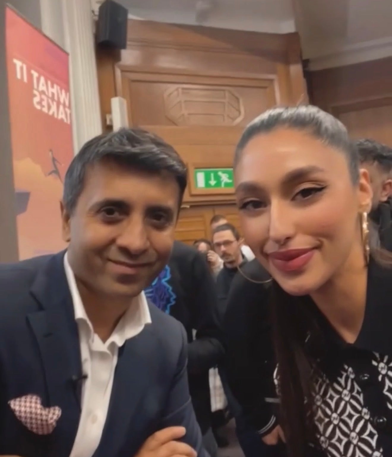 Zahra Karim with Tej Lalvani at the University of Westminster in February 2023